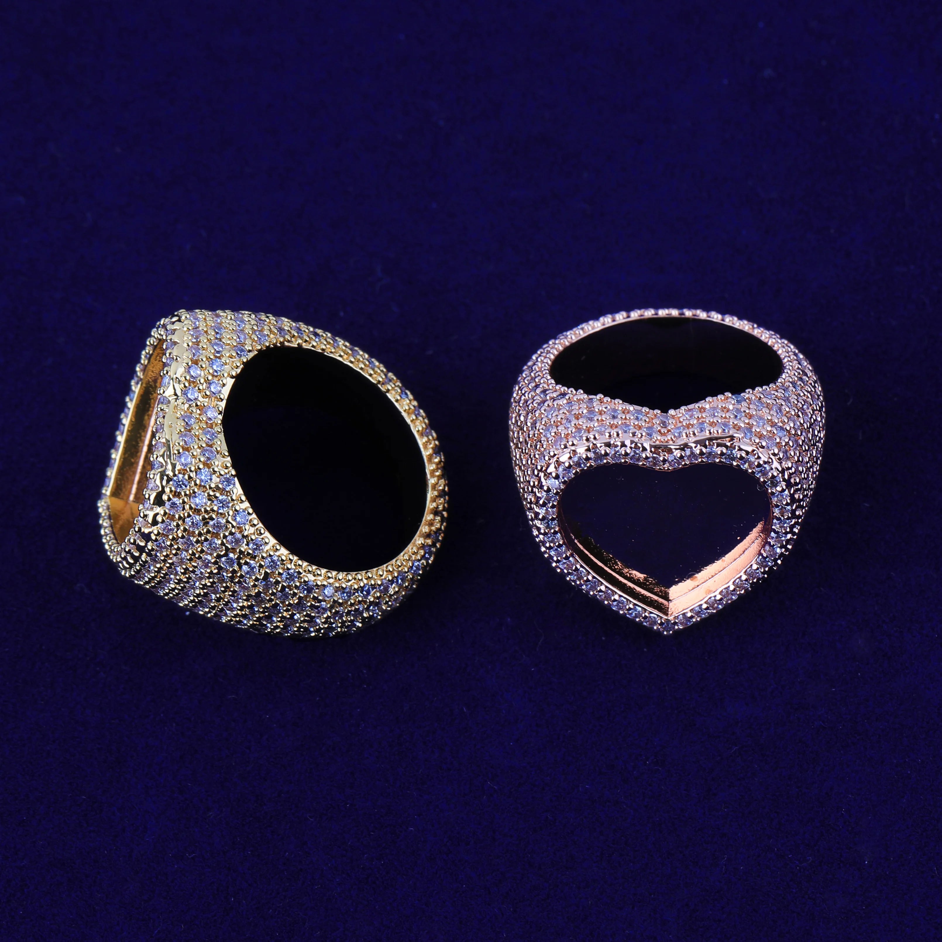 Heart Beat | 925 Silver 24k Rose Gold Heart Shaped Photo Picture Custom Rings