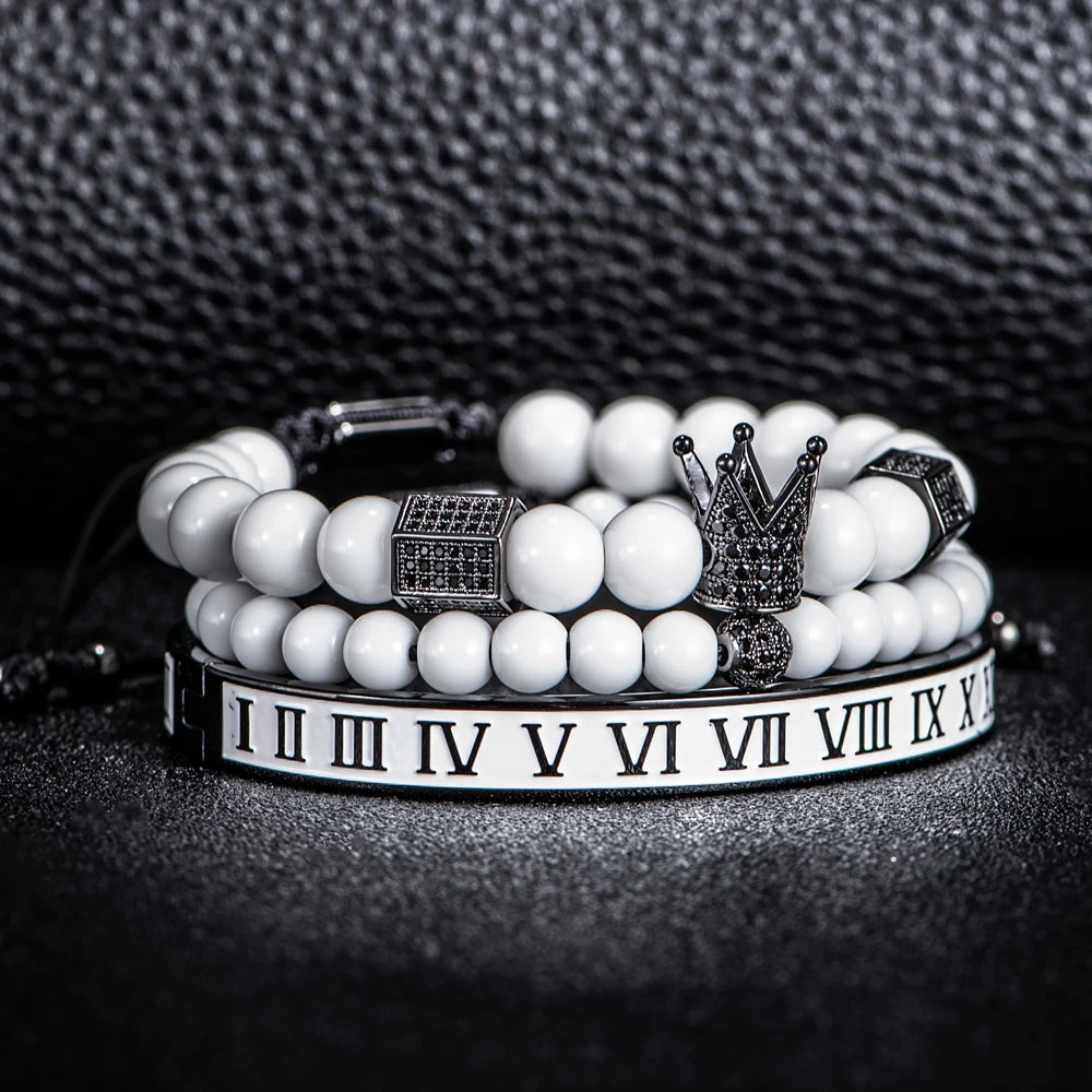 The Untouchable | VVS Diamond CZ Crown Luxury 3 Piece Hip Hop Bracelet Set