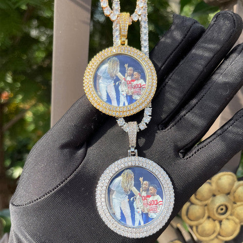 LuxeGlow Diamond Edge | 4 Prong Set Double Row Custom Photo Hip Hop Pendant