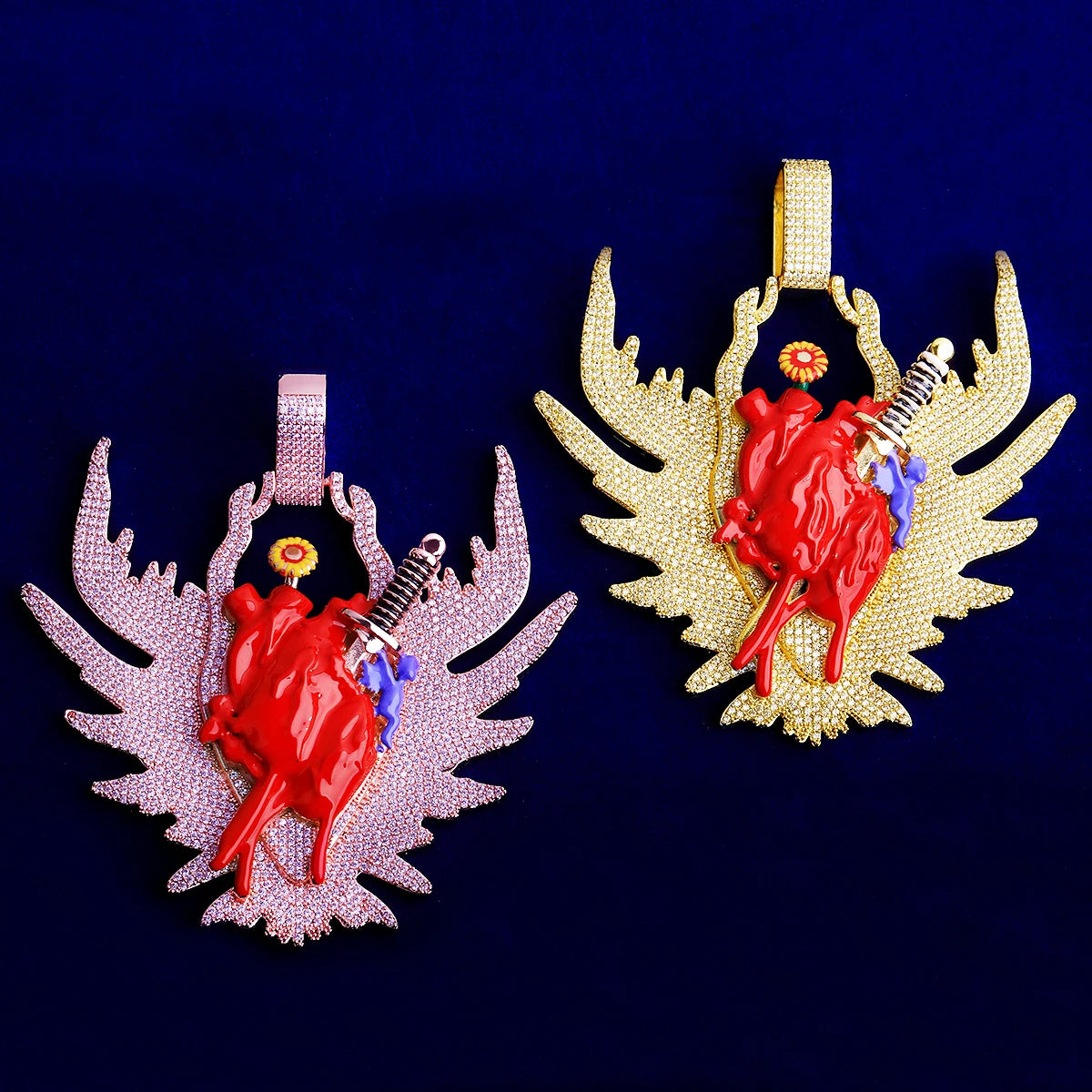 Blood Heart | Sword Through Bleeding Heart VVS Diamond CZ Hip Hop Pendant