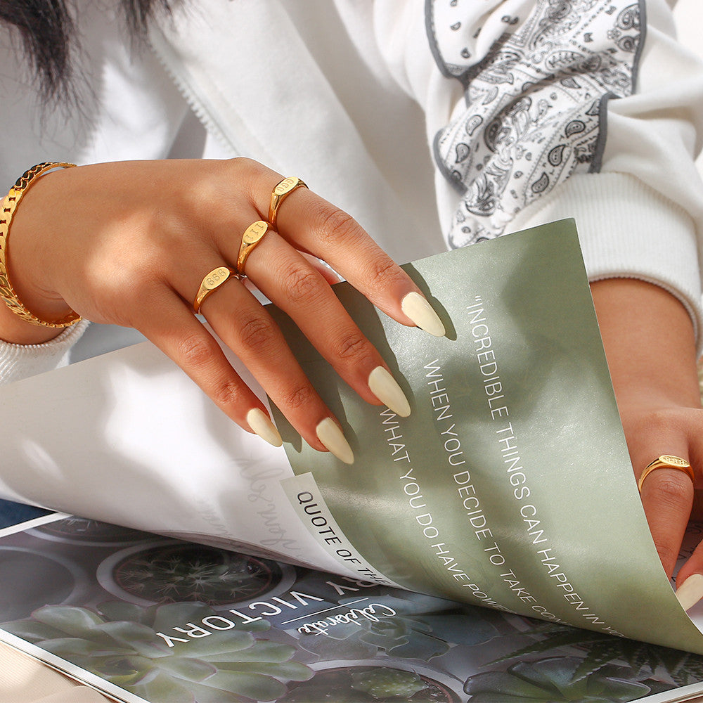 Angel Numbers | Women's 18K Gold Over Stainless Steel Lucky Number No Fade No Tarnish Rings