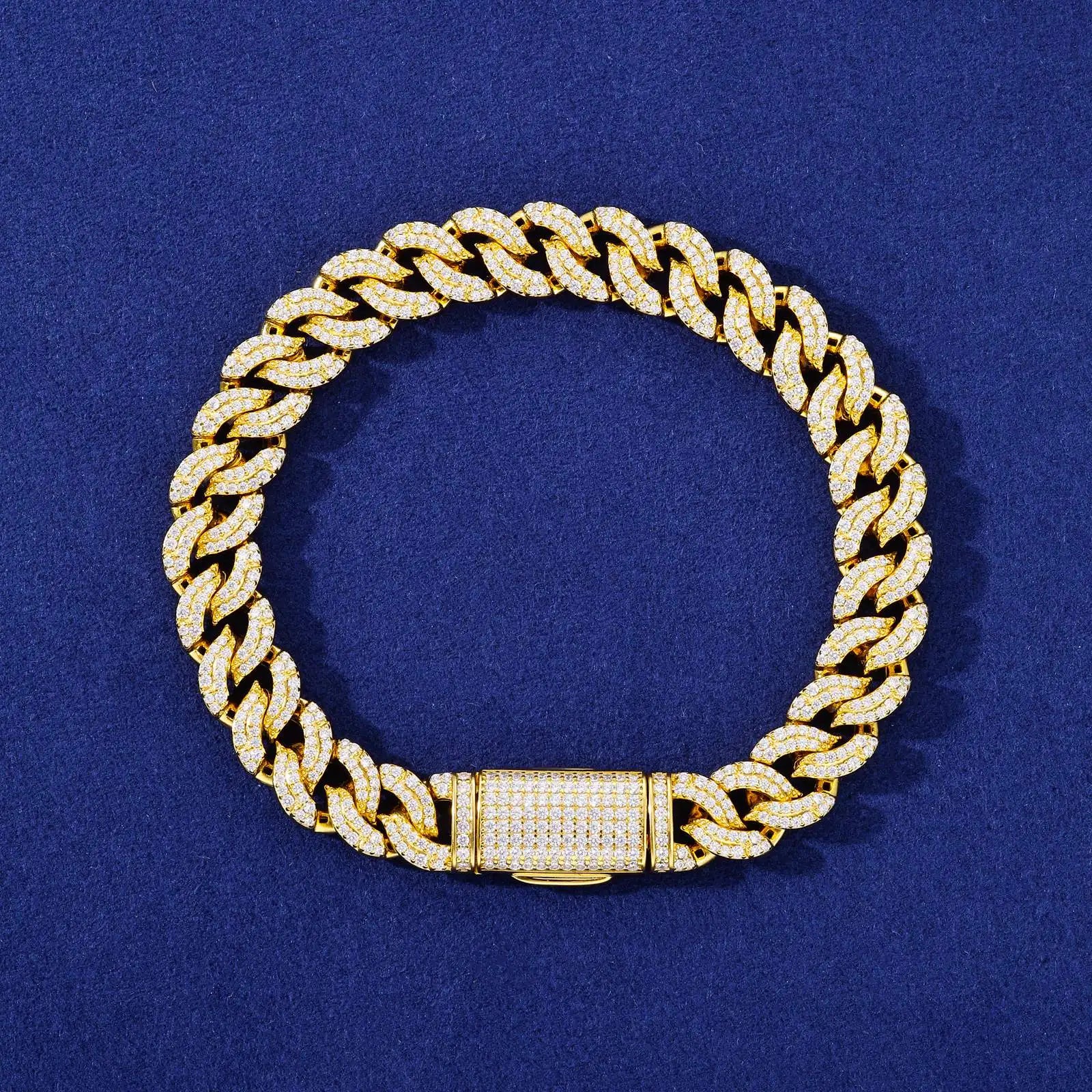 Pattern Of Fire | 10mm 925 Silver Moissanite Diamond Miami Cuban Link Hip Hop Bracelet