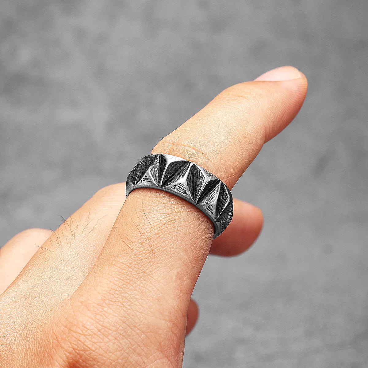 Geo | 316L No Fade Stainless Steel Geometric Cut Unique Personality Men's Ring