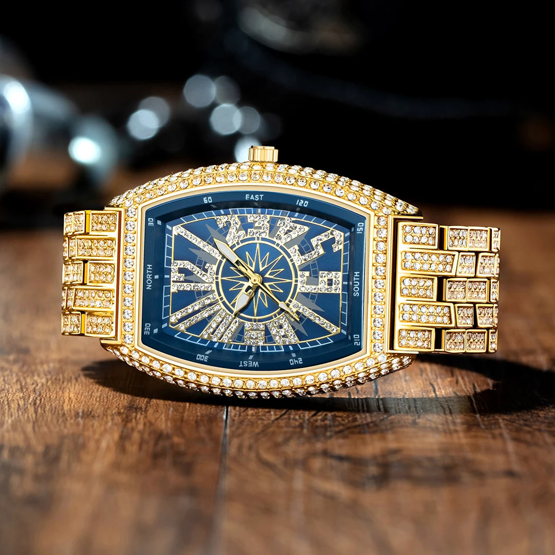 Navigation | VVS Diamond CZ Night Star Sky Compass Hip Hop  Iced Blinged Out Watch