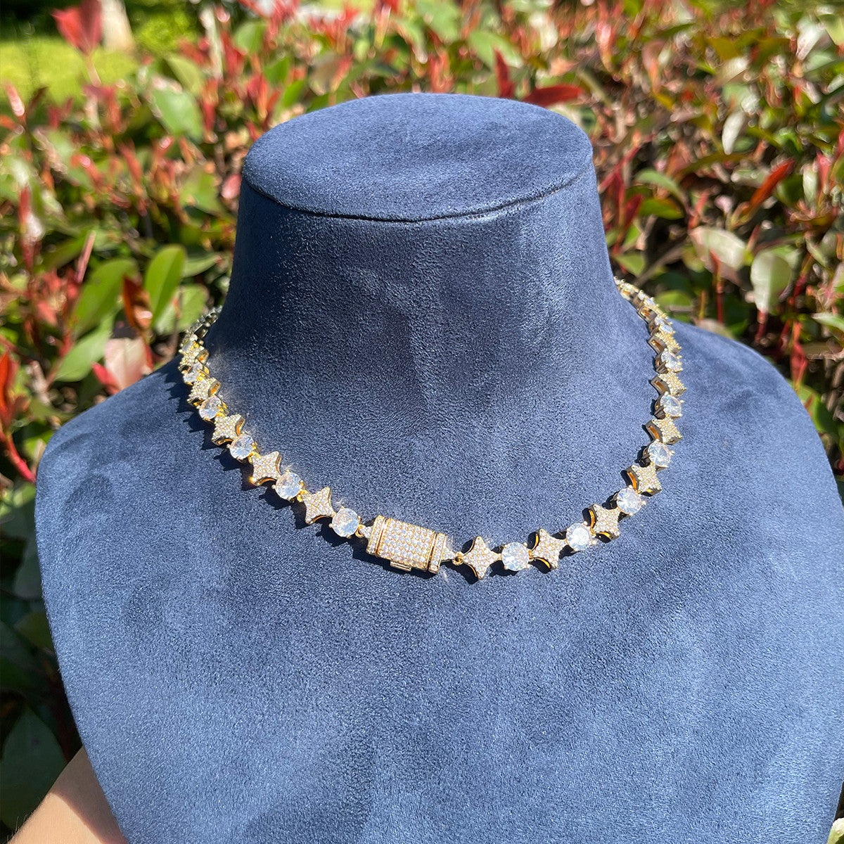 Super Star VVS Diamond Cz Link 24k Gold 925 Silver Hip Hop Chain Necklace