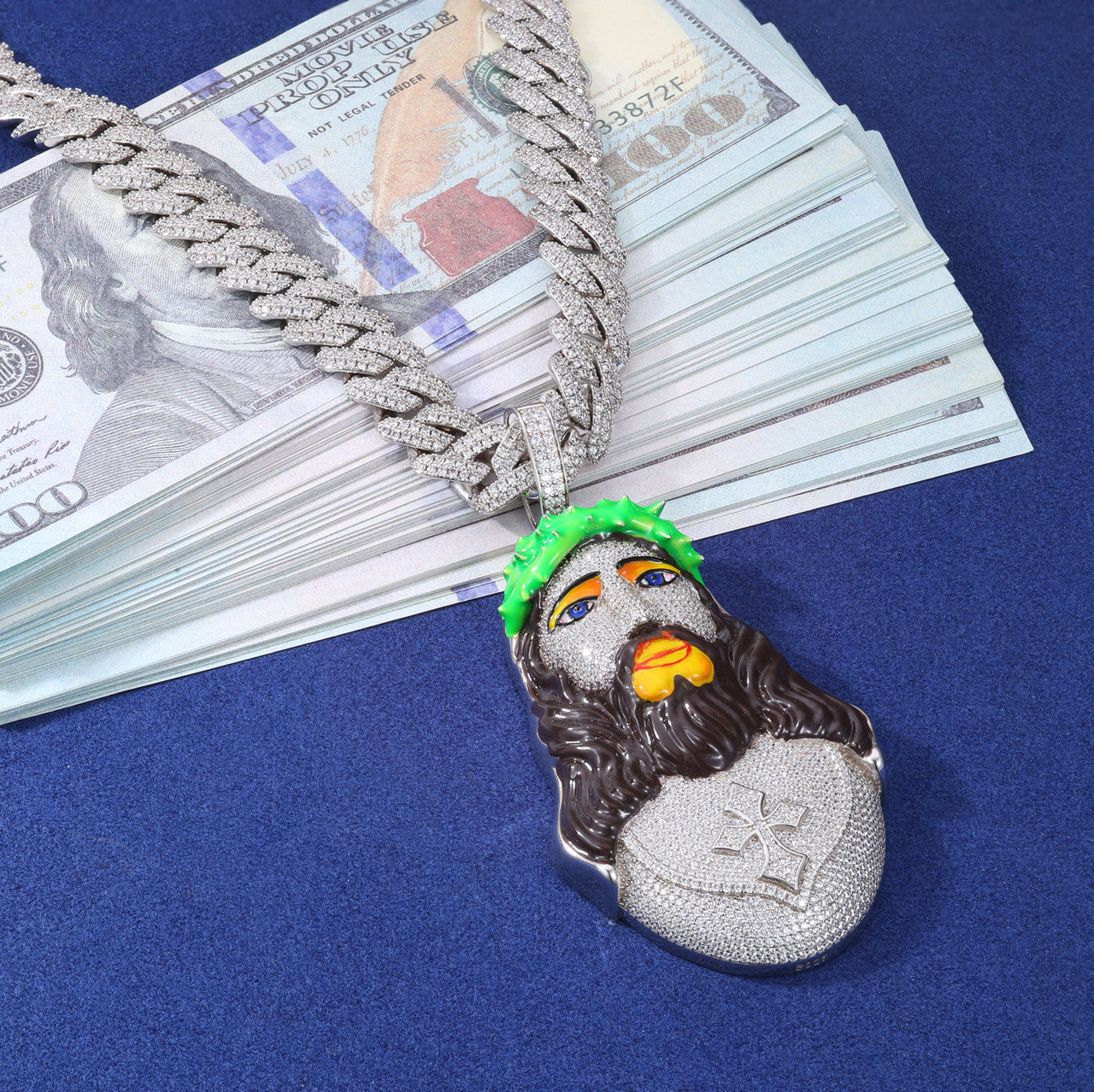 4K Jesus | Sterling Silver Luxury D VVS Moisasnite Diamond Enamel Jesus Piece Hip Hop Pendant