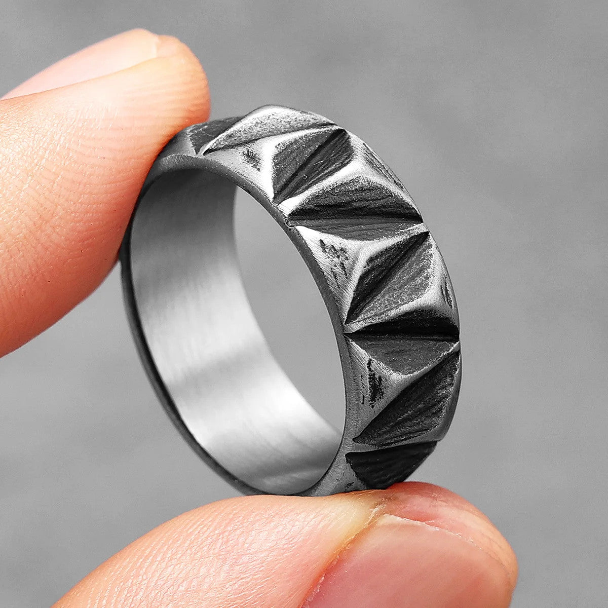 Geo | 316L No Fade Stainless Steel Geometric Cut Unique Personality Men's Ring