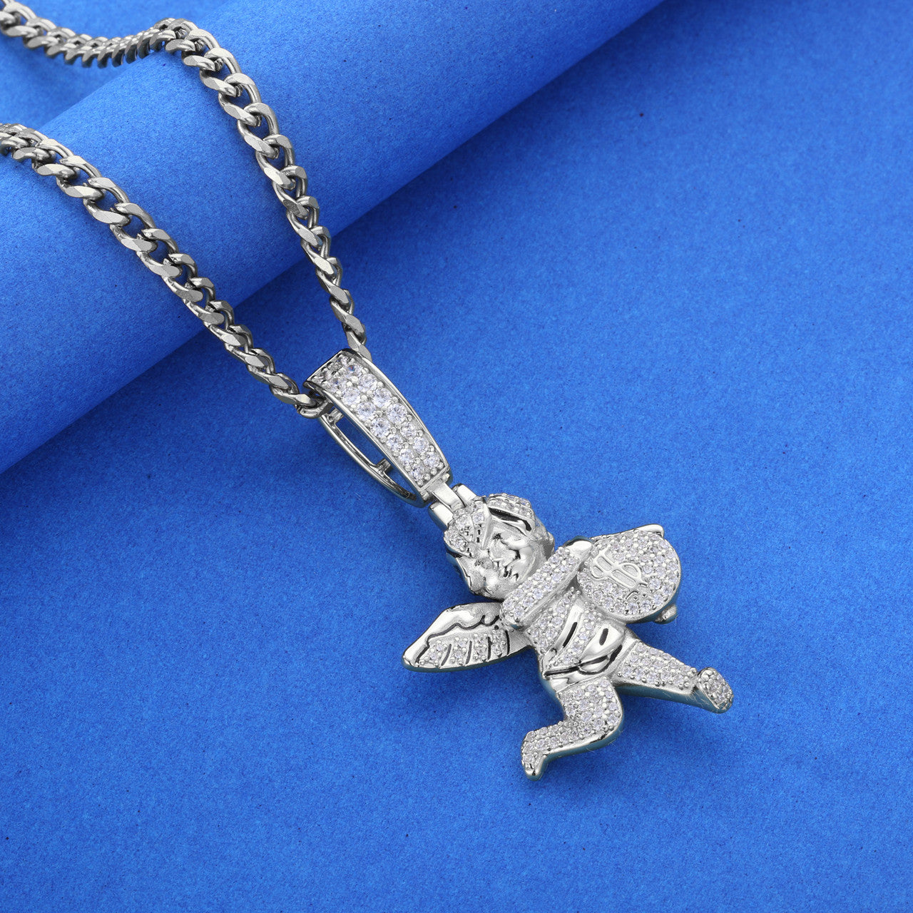 Run With The Bag | Moissanite Diamond 925 Silver Money Bag Angel Hip Hop Pendant