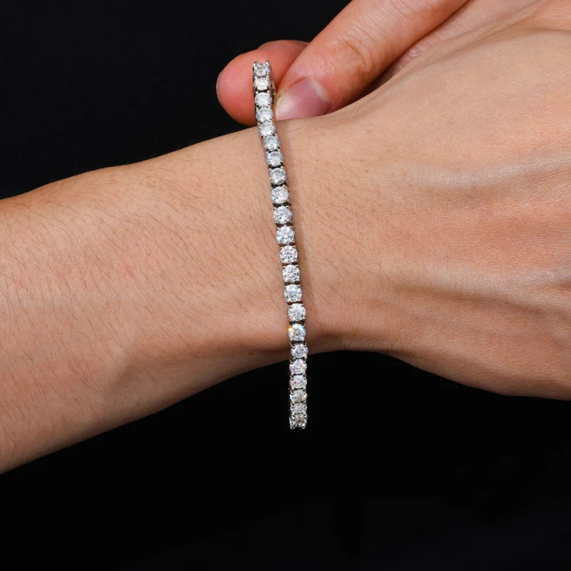 Solid 316L Stainless Steel D VVS1 Moissanite No Fading Tennis Bracelet