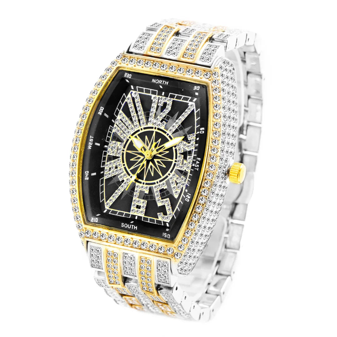 Navigation | VVS Diamond CZ Night Star Sky Compass Hip Hop  Iced Blinged Out Watch