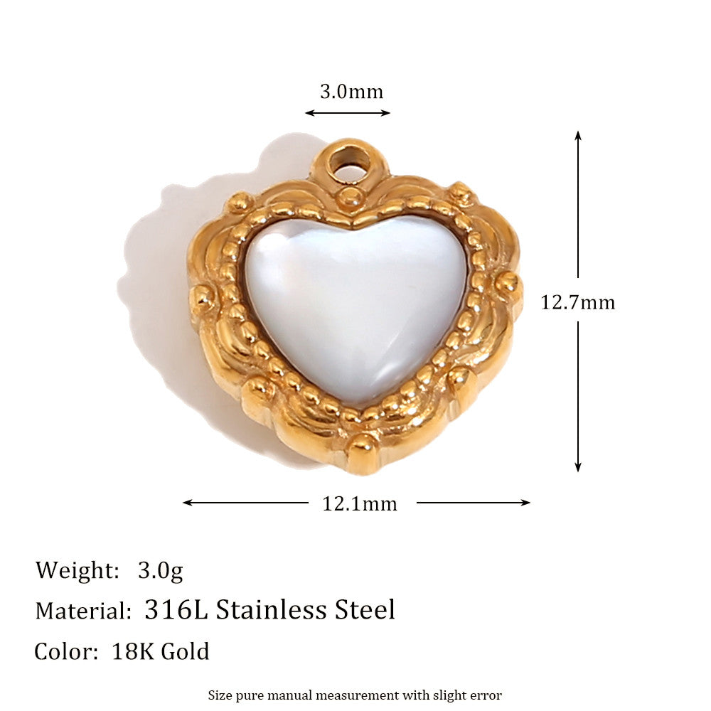 18k Gold Waterproof DIY Retro Style Moon Star Agate Stone Heart Pendant Necklace Bracelet