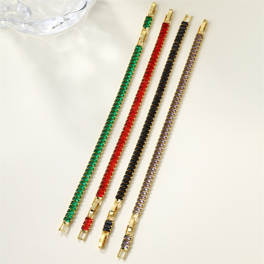 The Double Clasp | 6mm 18k Gold Solid No Fade Stainless Steel Baguette Bracelet