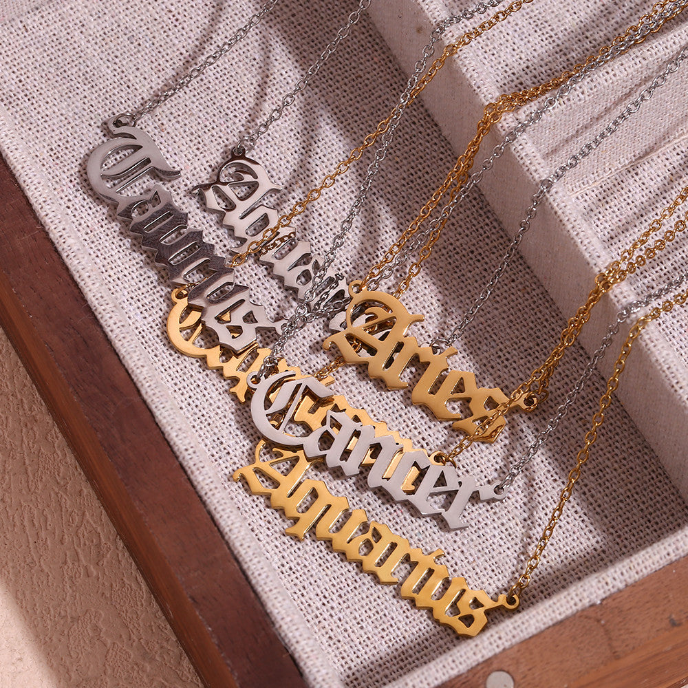 Silver 18k Gold Waterproof Tarnish Free 12 Star Zodiac Sign Pendant Necklaces