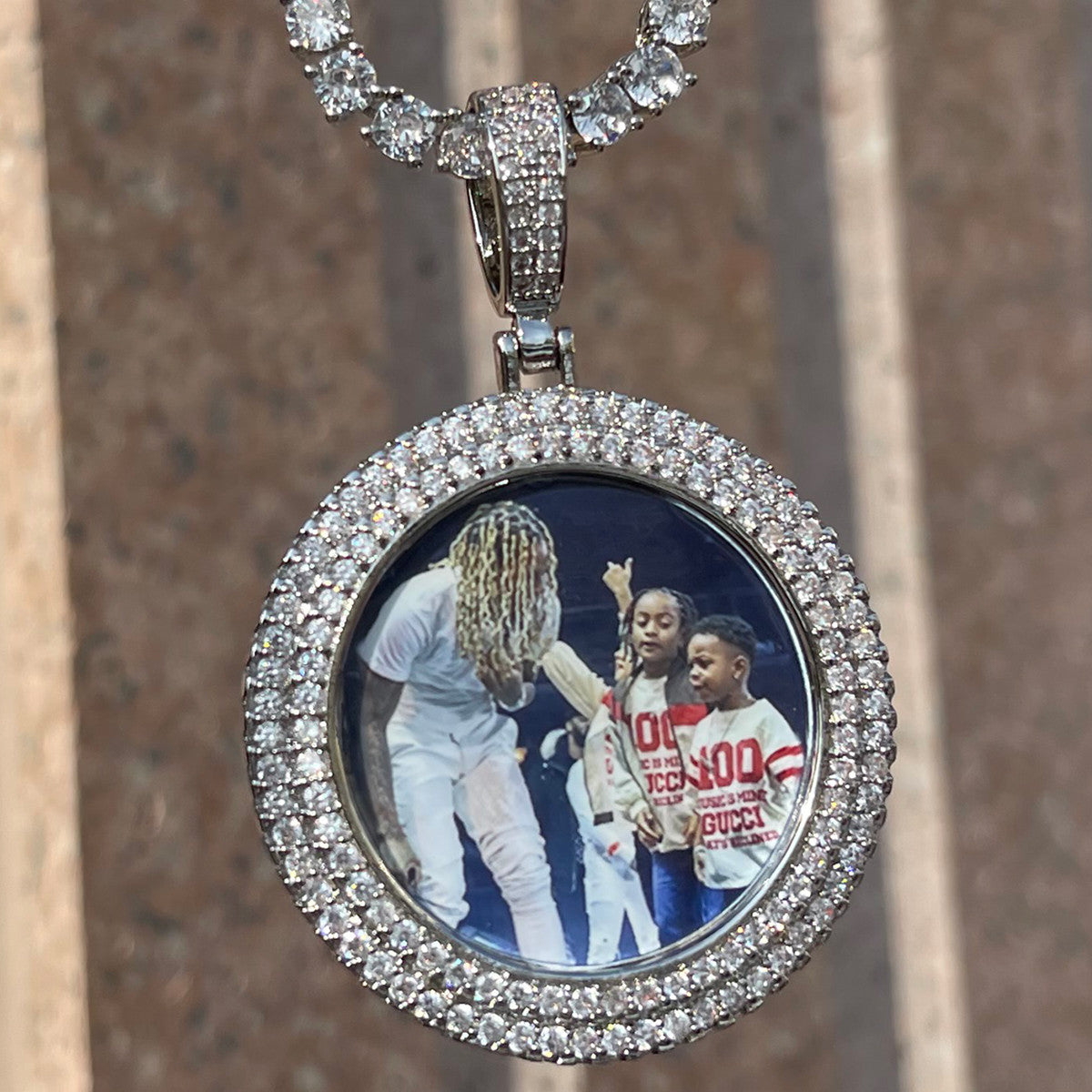 LuxeGlow Diamond Edge | 4 Prong Set Double Row Custom Photo Hip Hop Pendant