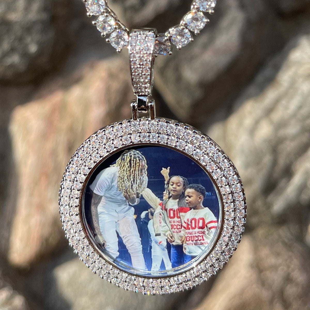 LuxeGlow Diamond Edge | 4 Prong Set Double Row Custom Photo Hip Hop Pendant