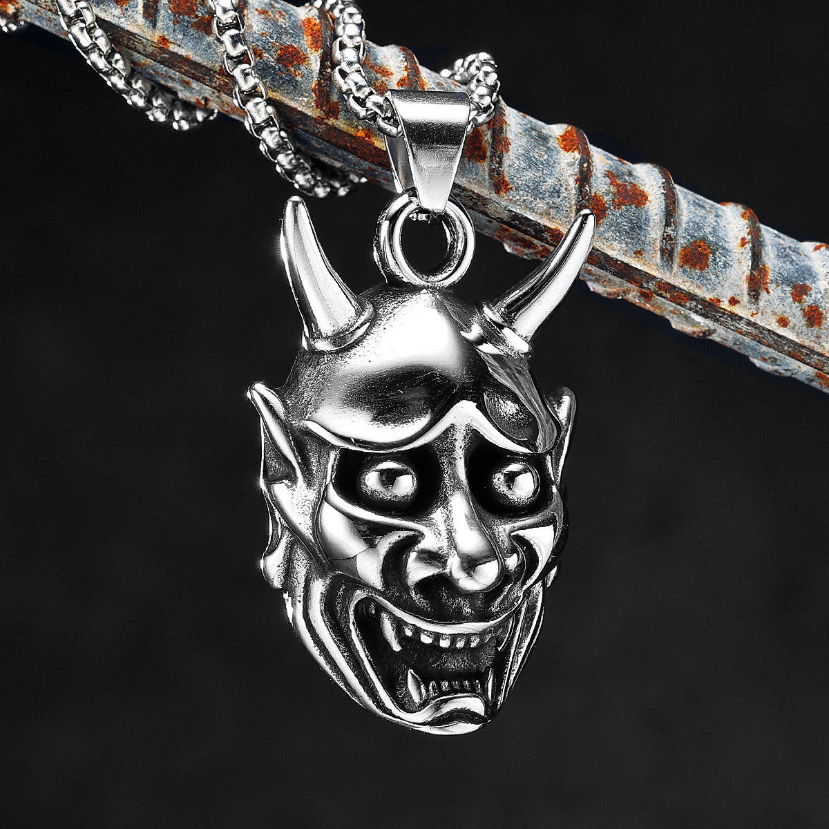 Japanese Yokai Prajna | 316L No Fade Stainless Steel Unique Street Wear Personality Pendant
