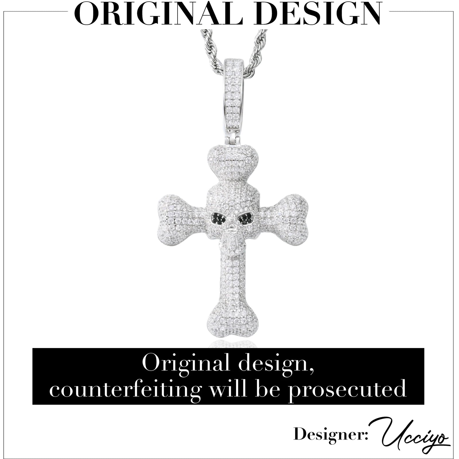 All Seeing Cross | 925 Sterling Silver D VVS1 Moissanite All Seeing Eye Hip Hop Cross Pendant