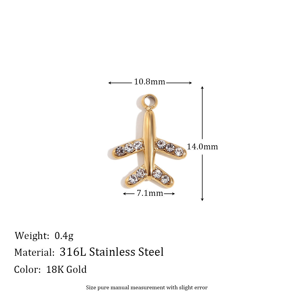 Charms | 18k Gold Stainless Steel No Fade Bead Heart-shaped Key Rainbow Necklace Charms