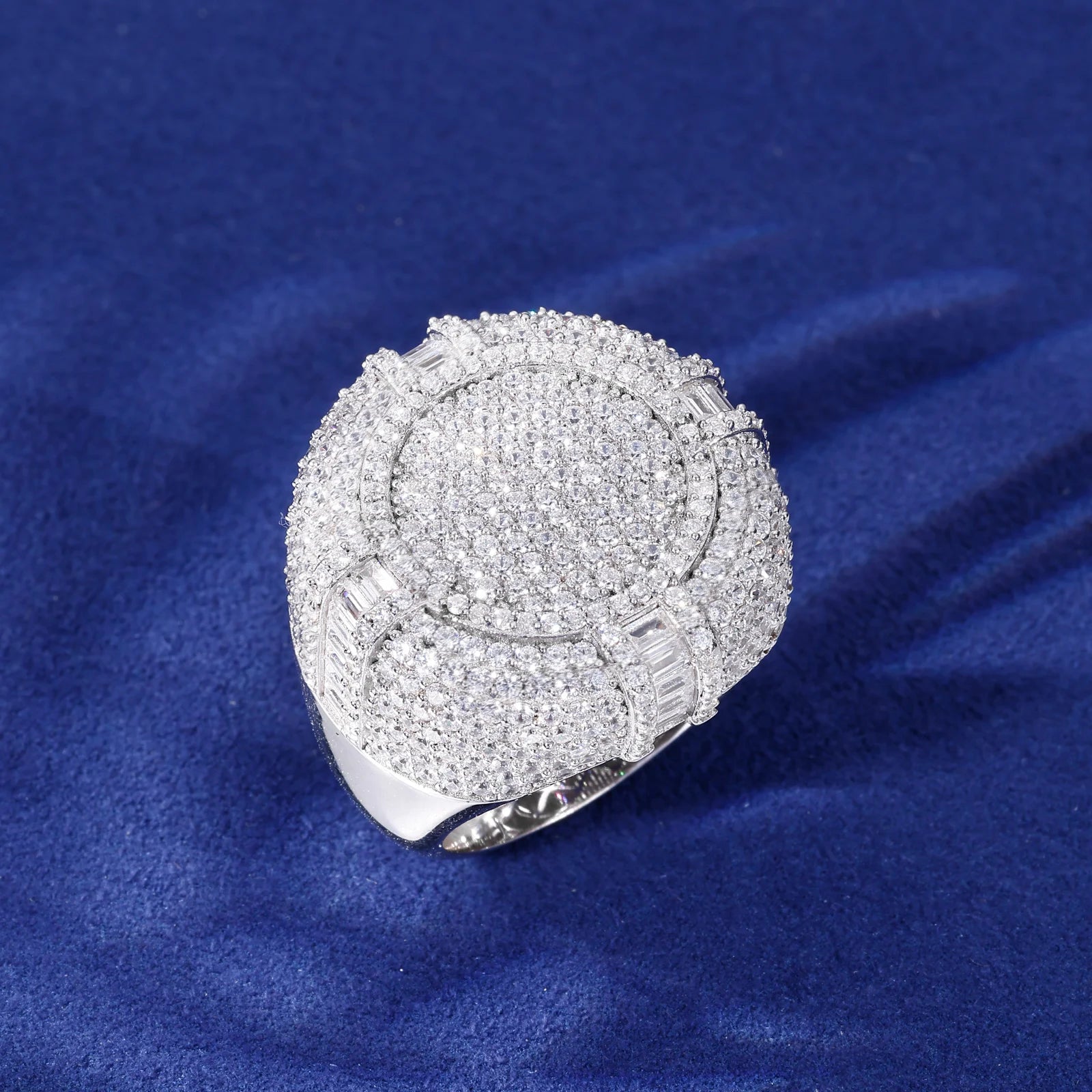 Boss Statement | Luxury Iced Blinged Out Moissanite Diamond Round Cluster Stone Ring