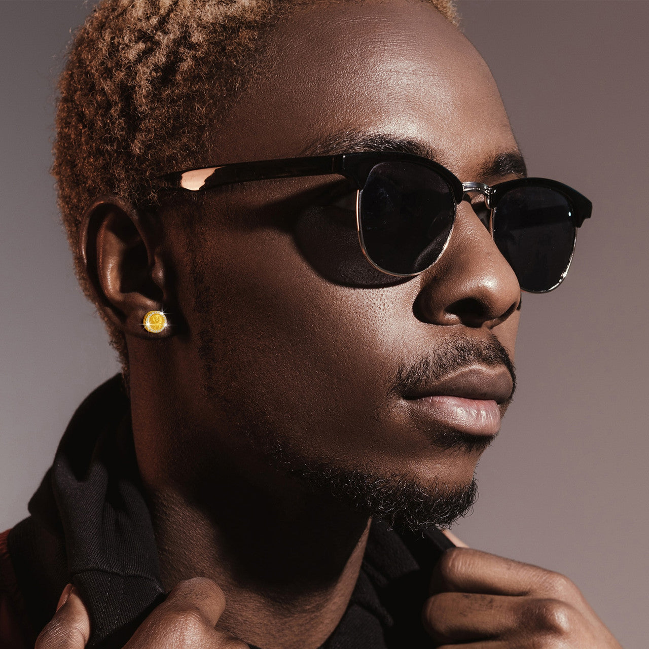 Mens 18k Gold 925 Sterling Silver Flooded Ice Lab Diamond Hip Hop Pharaoh Iced Earrings