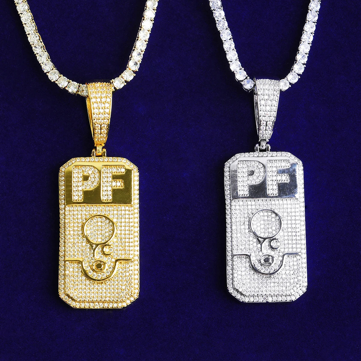 PF Gold Bar | VVS Diamond CZ Prong Set 5AA+ Gold Bar Hip Hop Pendant