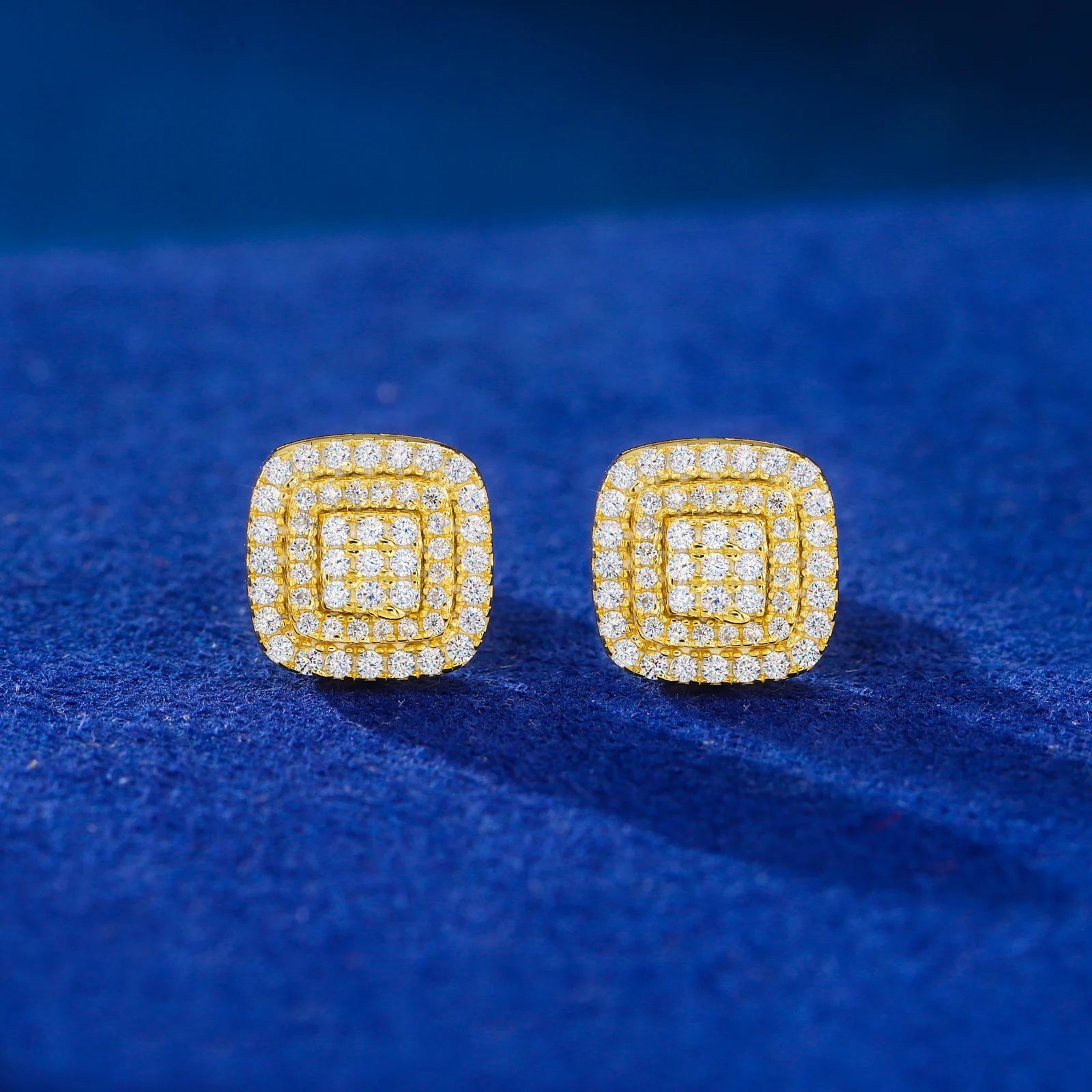 Round Corners | 925 Silver Round Square Hip Hop Moissanite Diamond Stud Earrings