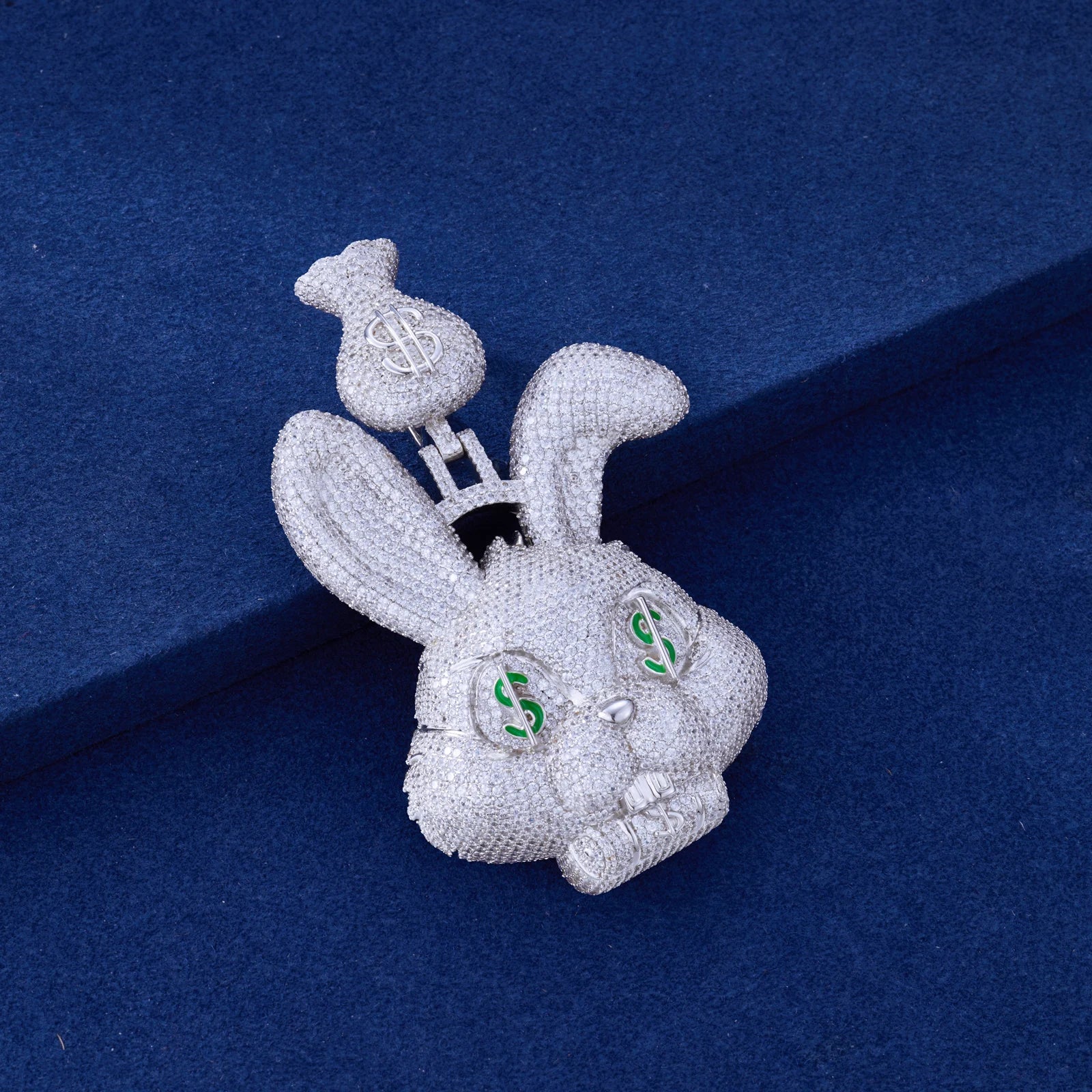 Fast Money | Iced Blinged Out Money Bag Rabbit 925 Silver Moissanite Hip Hop Pendant