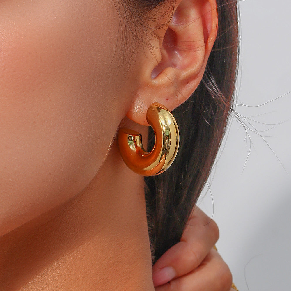 Dream | 18k Gold Over Solid Stainless Steel Waterproof Anti-allergenic Hoop Earrings