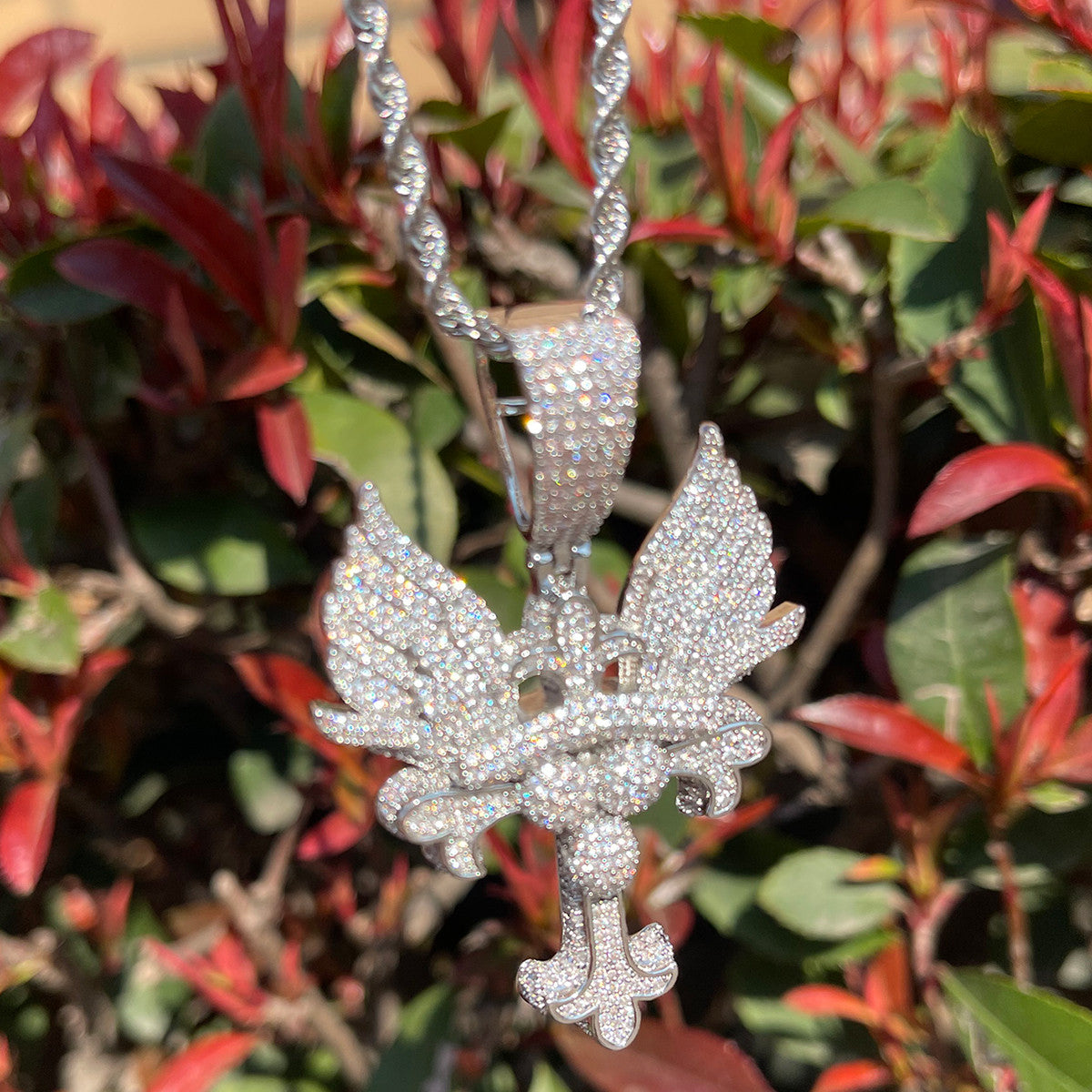 The Self Righteous | Fleur De Lis Winged Iced Blinged Out 24k Cross Pendant
