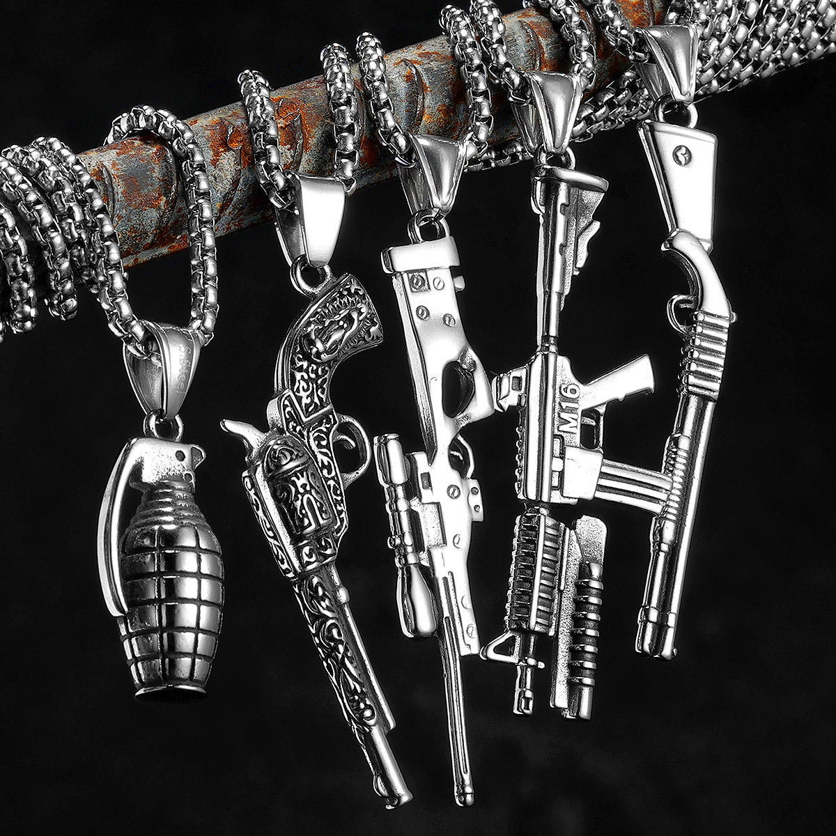 Locked Loaded | 316L Stainless Steel Hip Hop Chain Street Wear Gun Series Pendants