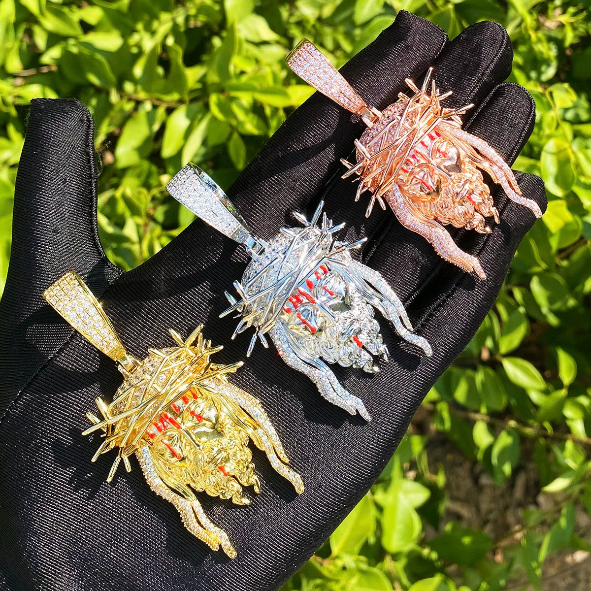 The Blood Of Jesus | VVS Diamond CZ Crown Of Thorns Jesus Piece Hip Hop Pendants