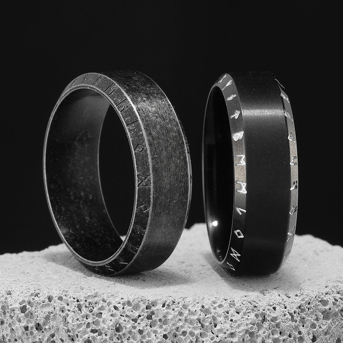 Steel Black Collection | 316L Black Stainless Steel Vintage Look Myth Of Odin Rings