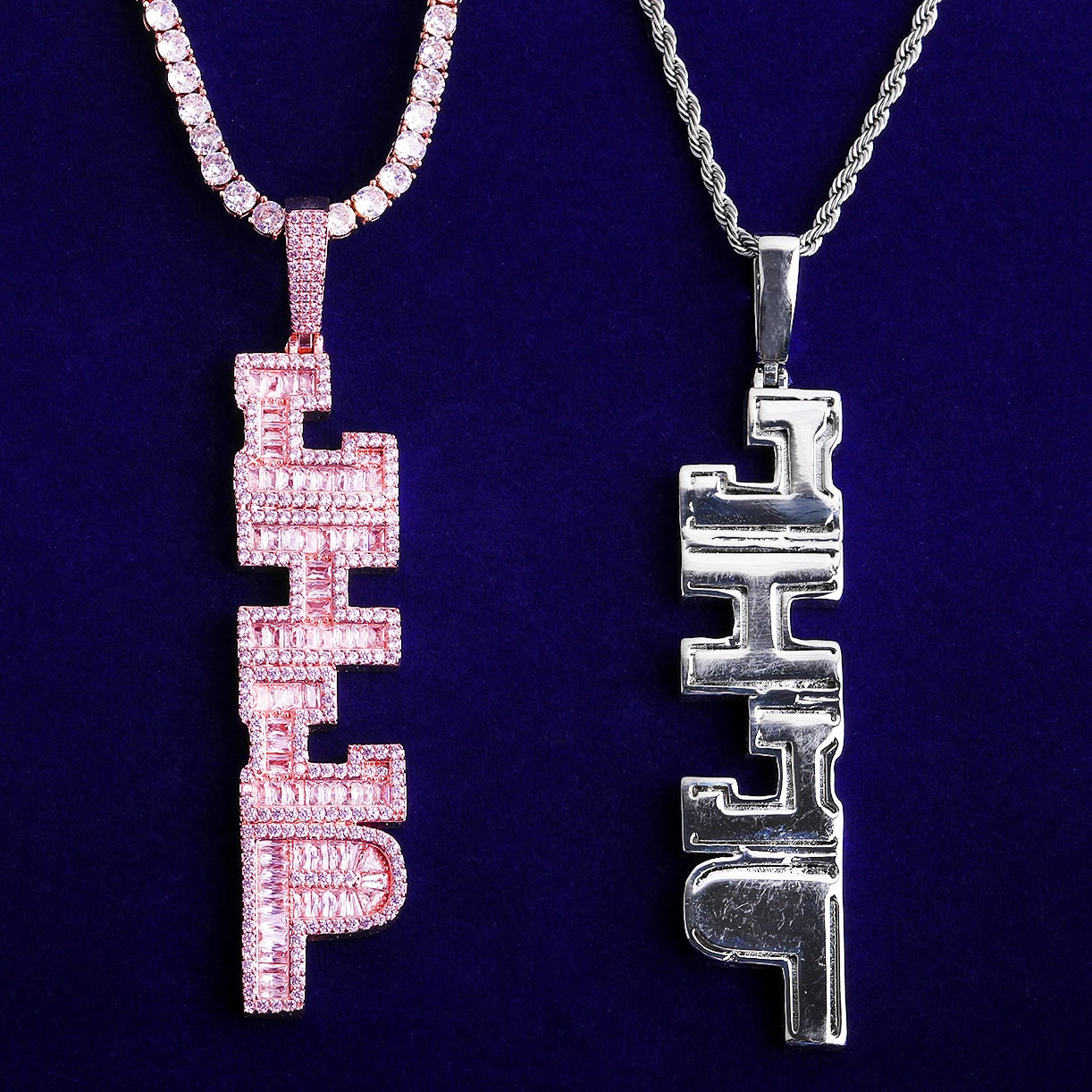 Vertical Limit | VVS Diamond CZ Iced Bling Out Custom Name Plate Pendant