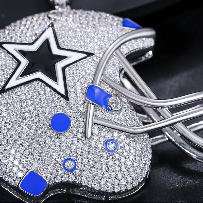 Americas Team II | S925 Moissanite Diamond 925 Solid Silver Hip Hop Helmet Pendant