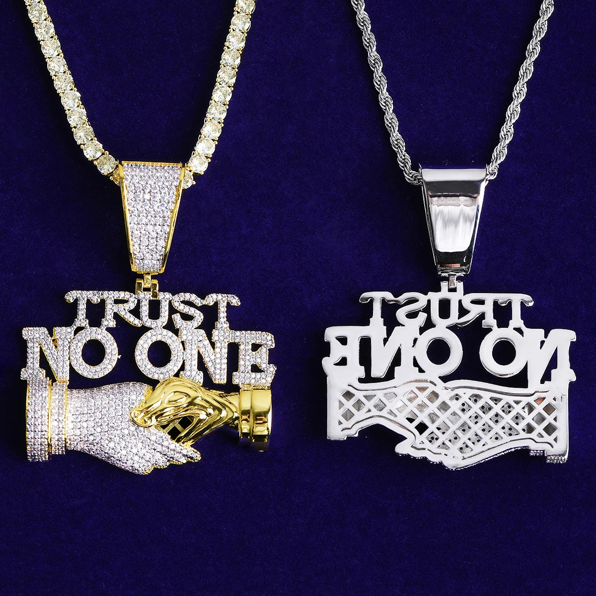 Trust No One | Iced Blinged Out VVS Diamond CZ Trust No One Hip Hop Pendant
