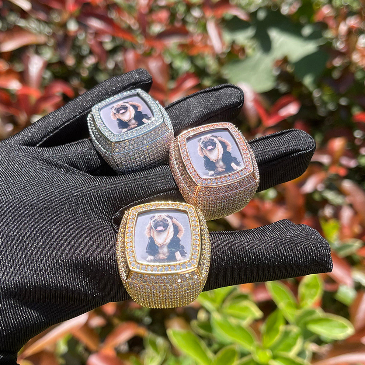 Men's Flooded Ice Custom Photo Hip Hop Personalized Picture Memory Rings