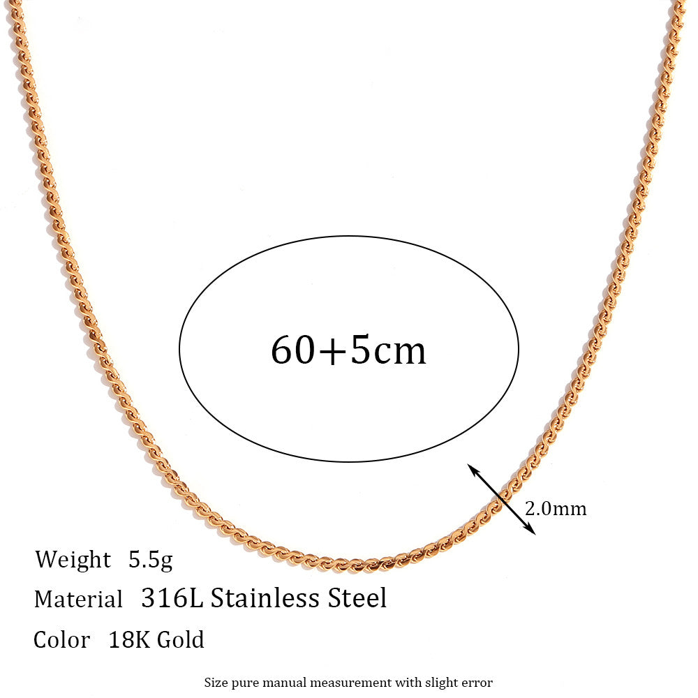 Ladies 18k Gold Silver Color Stainless Steel 1.8MM Snake Chain Necklace Waterproof