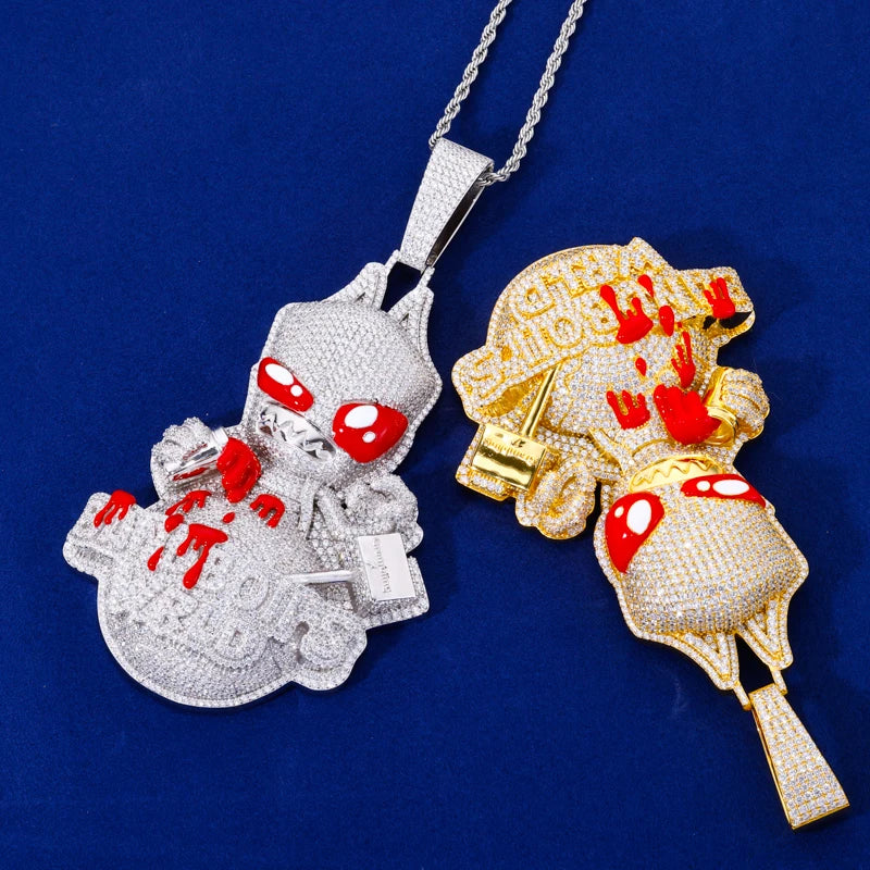 Bandbois WRLD | Custom VVS Moissanite Hip Hop 925 Solid Silver Blood Drip Pendant