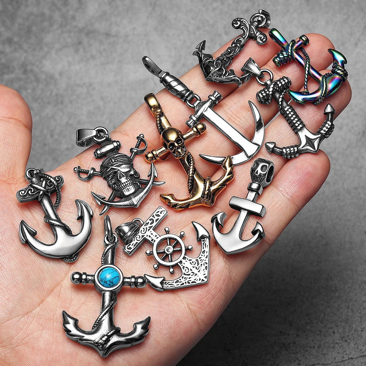 Pirate Anchor | Solid Stainless Steel Nautical Cross Anchor Pendant Chain Necklace