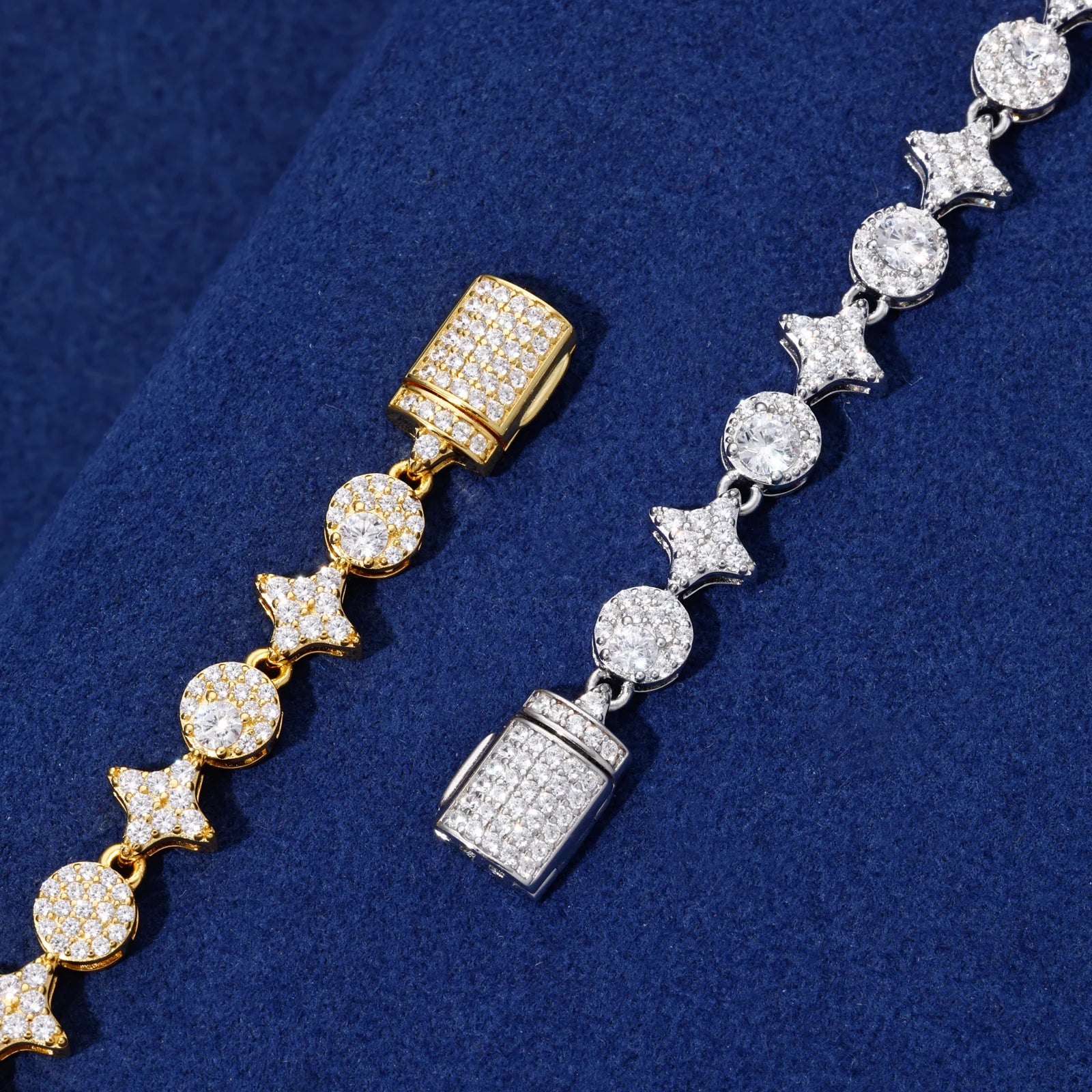 Stars Shine |  8mm Iced Blinged Out VVS Moissanite Diamond 925 Tennis Bracelet