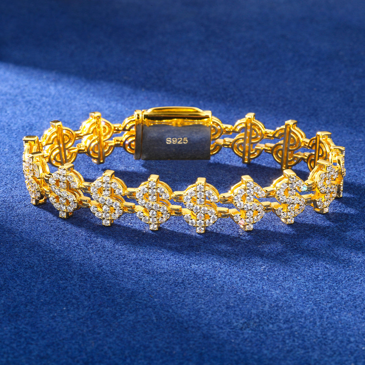 Boss Business | 925 sterling Silver D VVS1 Moissanite Diamond Dollar Sign Hip Hop Bracelet