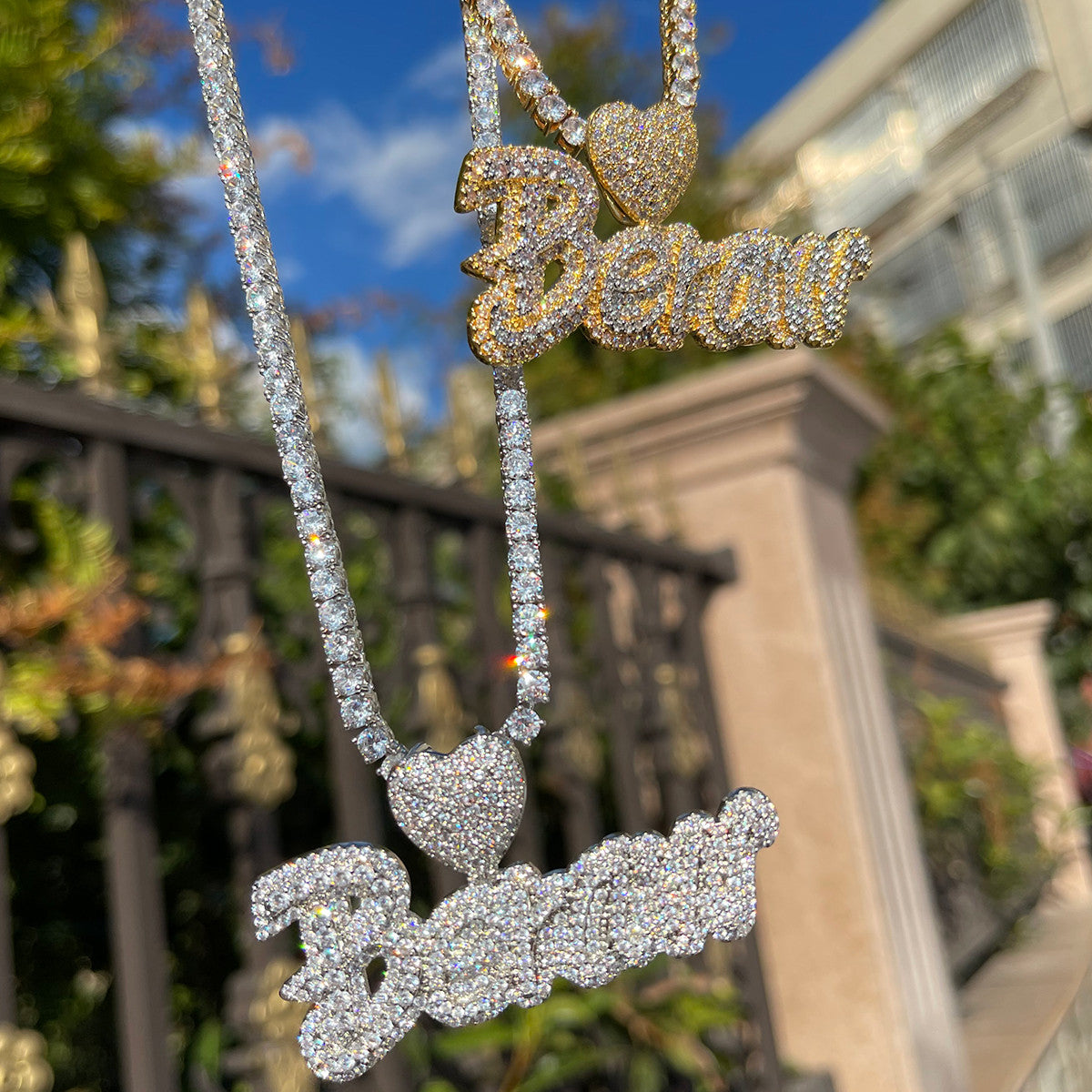 Majestic Heart | Cluster Stone VVS Diamond Ice Custom Made Name Necklace