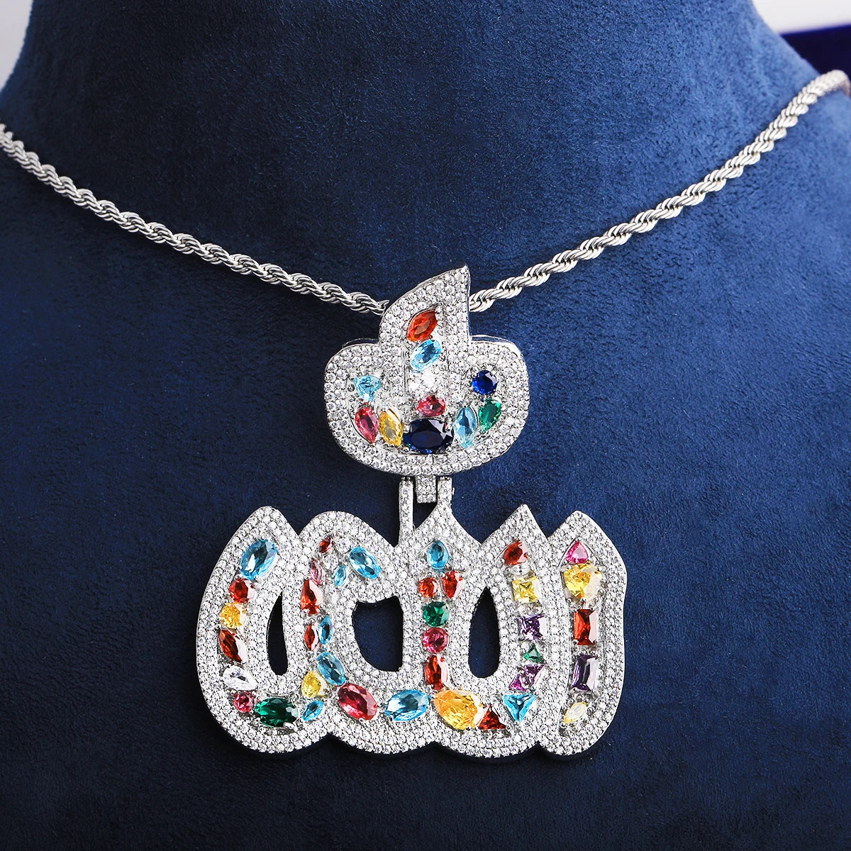 Gemstone Allah | VVS Diamond CZ Allah Contains All Hip Hop Luxury Gemstone Pendant
