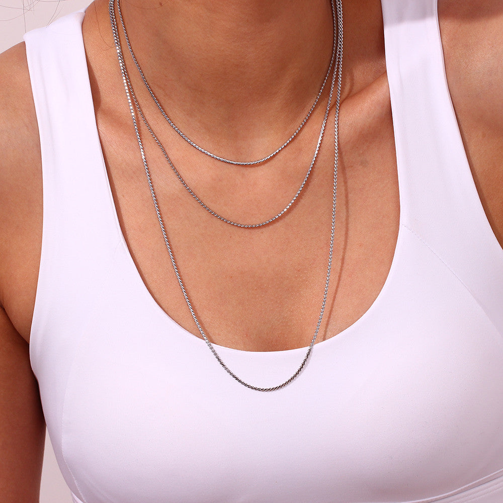 Ladies 18k Gold Silver Color Stainless Steel 1.8MM Snake Chain Necklace Waterproof