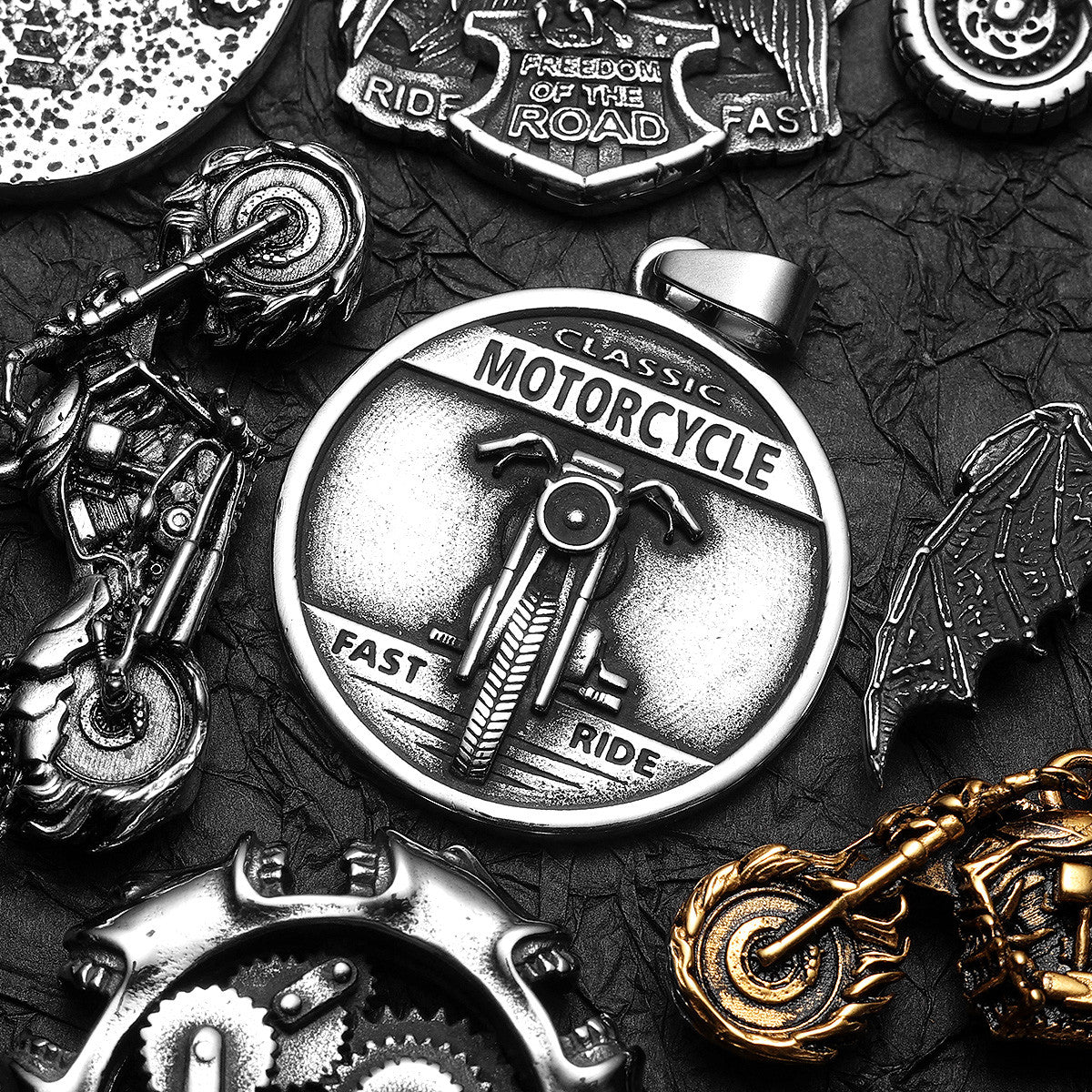 Biker Style Series | 316L Stainless Steel Motorcycle Series Pendant Chain Necklaces