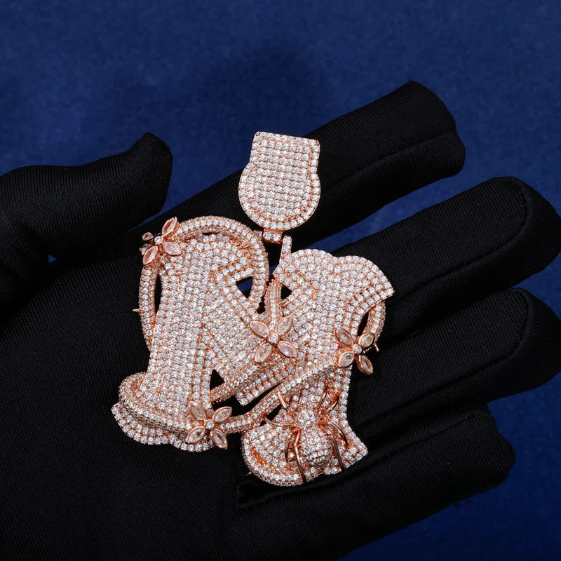 Gothic Ice | Iced Blinged Out VVS 925 Silver Moissanite Diamond Letter M Pendant