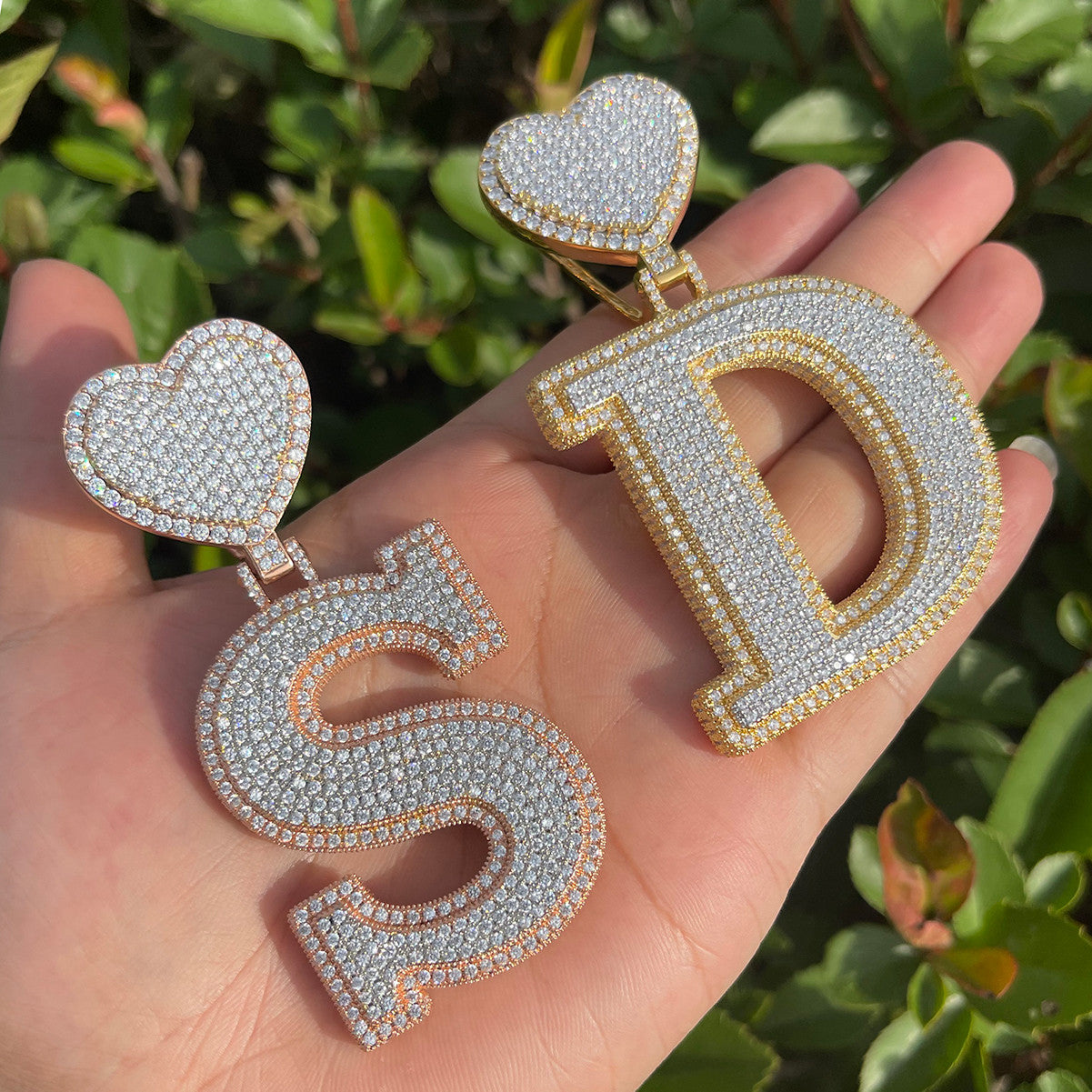 Regal Love | Ladies Custom Heart Bail Initial Iced Pendant Necklace