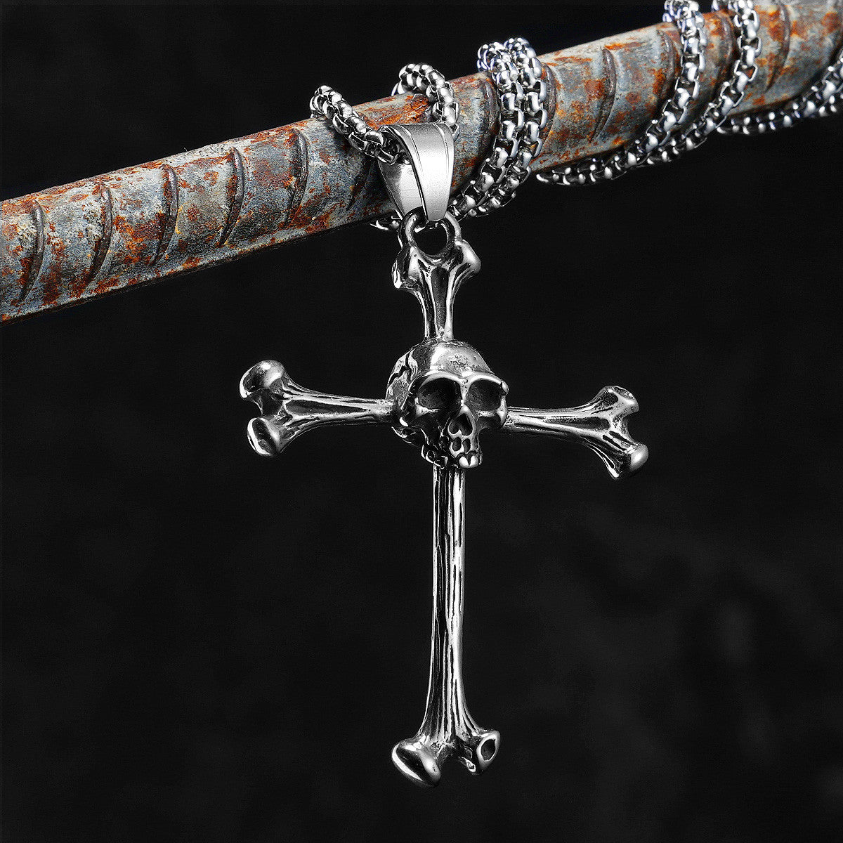 Skull and Bones | 316L Stainless Steel Symbolic Street Style Cross Pendant