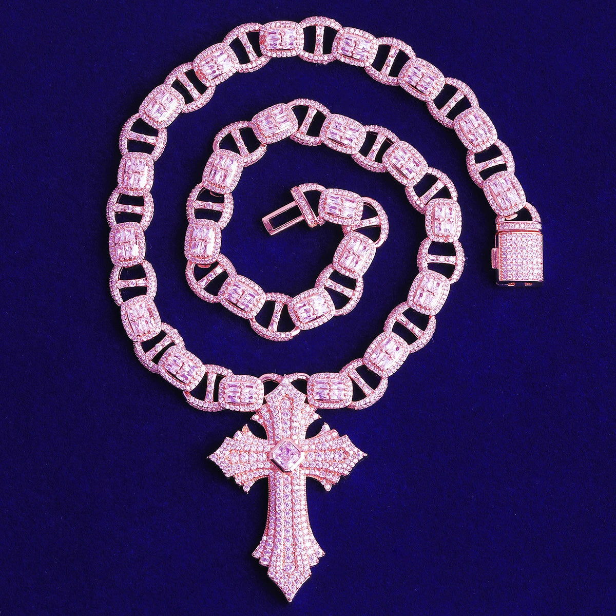 Holy Temple ll | VVS 5AA+ Centerstone Cross Iced Blinged Out Coffee Bean Link Chain