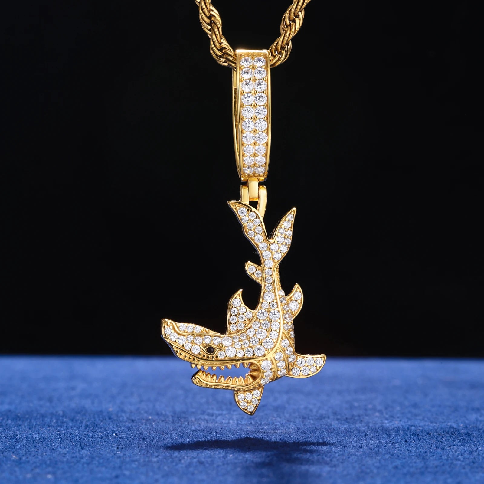 Shark Out Of Water | 925 Solid Silver Moissanite Diamond Shark Attack Hip Hop Pendant